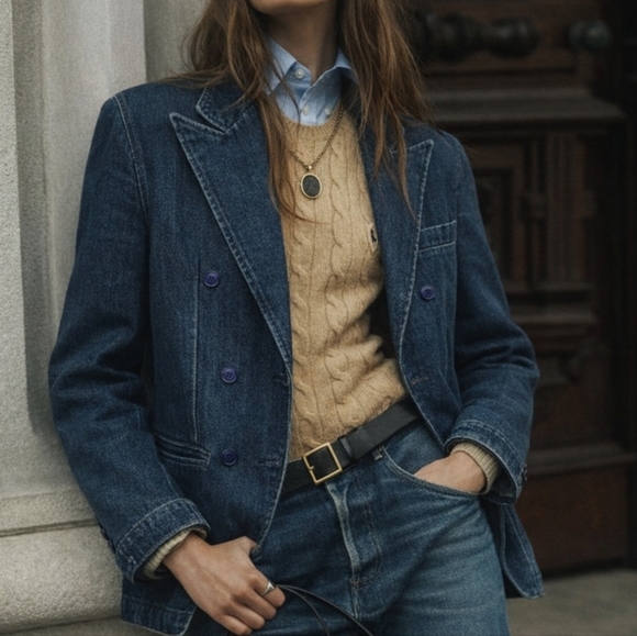 Ralph Lauren Jackets & Blazers - SOLD VTG 80s Ralph Lauren Blue Label Double Breasted Denim Blazer Jacket M